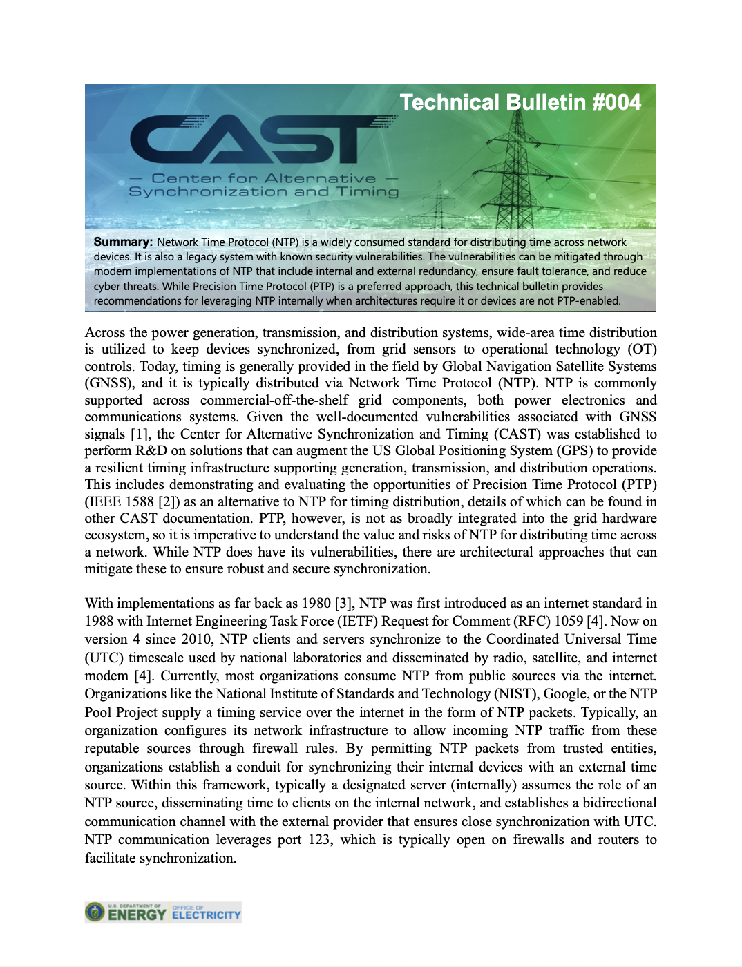 Image of the first page of a technical bulletin.